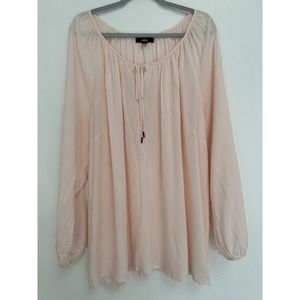 Ellos Women's Size 2X Lightweight Long Sleeve Top Pink Dainty Classic Fairy